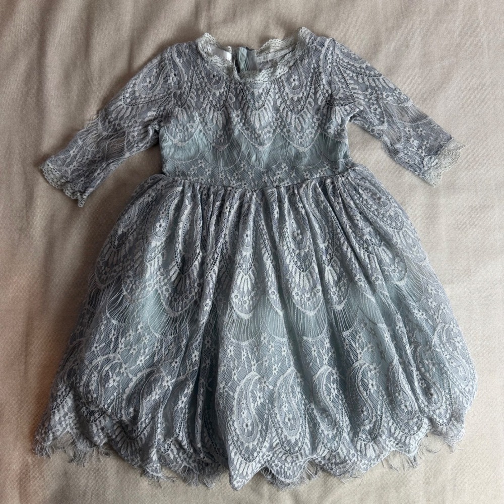 Trish Scully Child Girls Size 4 Blue Lace Flower Girl Special Occasion Dress